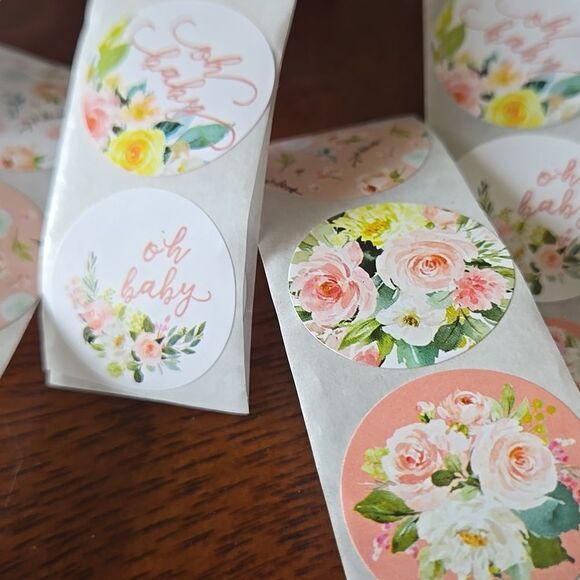 Efavormart Baby Shower Stickers 1'' Round 40 PCS Water Resistant DIY Floral - Picture 9 of 16
